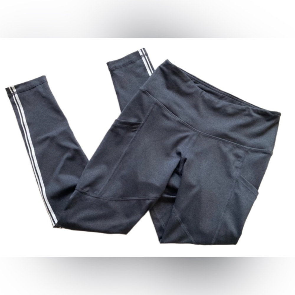 BCBGeneration gray with stripes workout yoga pants/leggings.